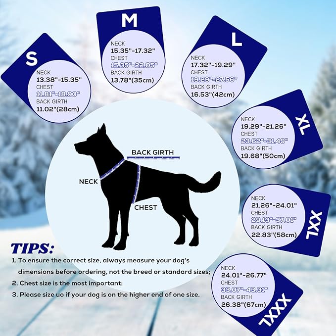 EMUST Dog Winter Coat, Thick Windproof Dog Jacket Winter, Pet Warm Vest for Small/Medium/Large Dogs, Blue XXL
