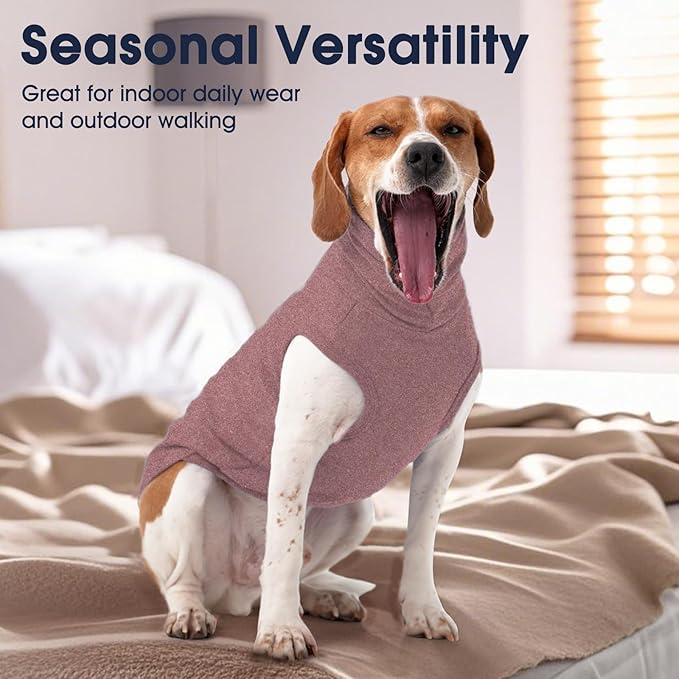 IECOii 4XL Dog Sweater - Stretch Fleece Sweater with Turtleneck,DarkRed,XXXX-Large, Warm Pullover Sweatshirt Pajamas for Indoor Sleeping/Outdoor Walking, Comfort Fit for Giant Breeds Like Great Dane