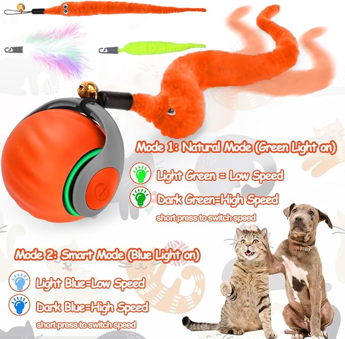Mity rain Interactive Cat Toy Ball, Rechargeable Cat Toys for Indoor Cats