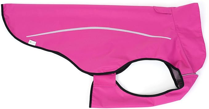 Mile High Life Dog Raincoat, Adjustable Waterproof Reflective Rain Jacket for Small Medium Large Dogs, Lightweight Breathable Pet Rain Coat with Leash Hole(Hot Pink,XXL Chest 36-42")