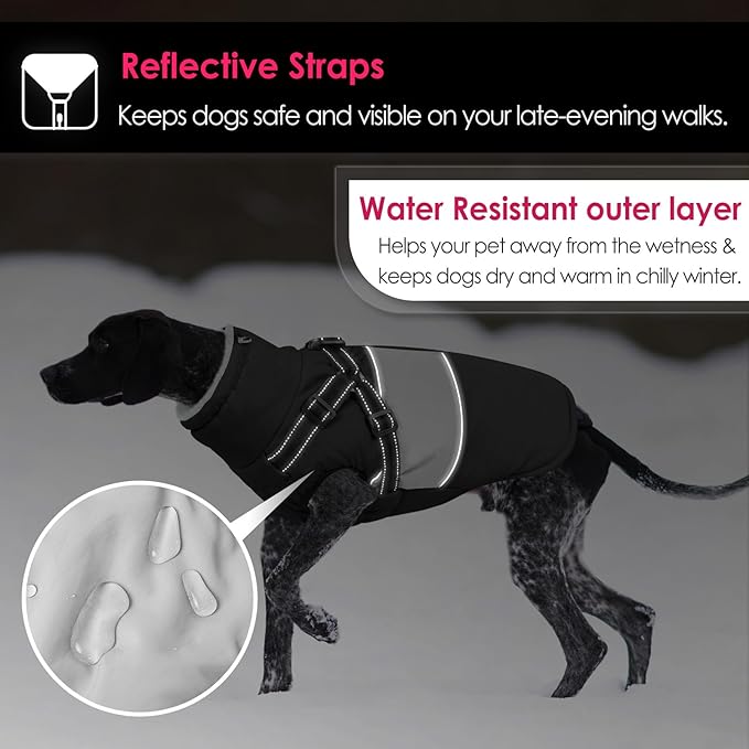 AOFITEE Dog Coat, Warm Dog Jacket with Harness Built in, Waterproof Coats for Small Dogs, Dogs Winter Coat Puffer Jacket with Zipper & Fleece Collar, Pet Snowsuit Sweater for Chihuahua Yorkshire, XS