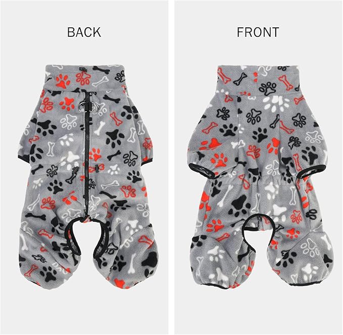 SCENEREAL Fleece Dog Coat Jacket for Small Medium Large Dogs, Soft Pullover Pajamas, Dog Sweater with Harness Built in, Cold Weather Pet Snowsuits Outfits Clothes for Puppis Boys Girls, Grey SM