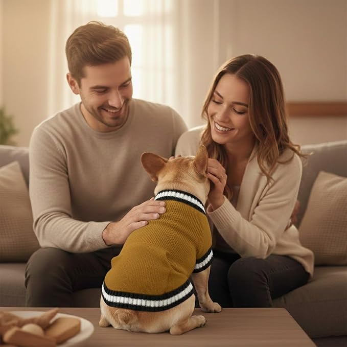 Grewear Pets Knit Sweater with Knit Back Pocket, Warm Comfortable Sweater for Pets, Soft Cozy Winter Pet Clothes, Stylish Multi-Colored Sweater for Dogs & Cats Mustard XL