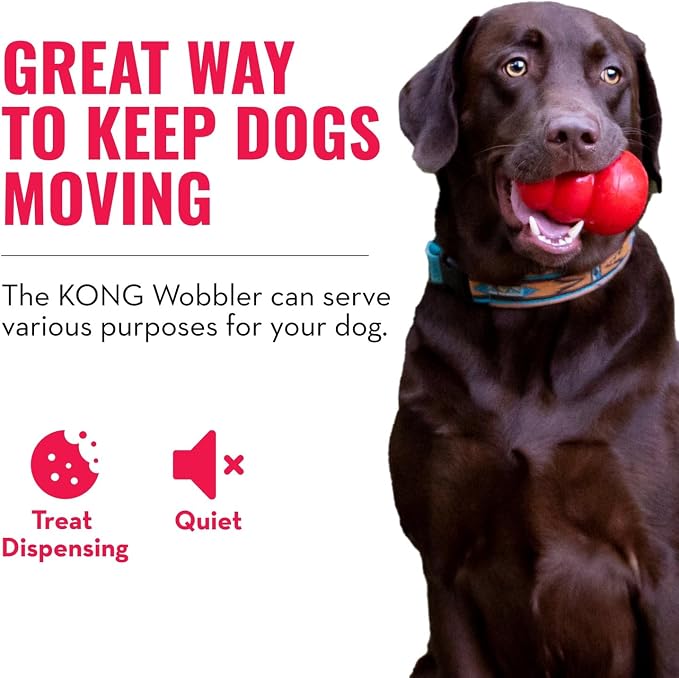 KONG Wobbler, Interactive Treat-Dispensing Dog Toy, for Medium/Small Dogs | Interactive Treat-Dispensing Toy & Slow Feeder That Supports Healthy Eating & Keeps Dogs Mentally Busy