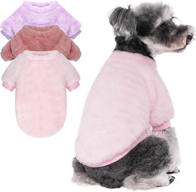 Dog Sweaters Clothes Coat for Small Dogs Boy or Girl Cat Puppy Coat Sweatshirts Soft Warm Fluffy Winter Jacket Apparels (Old Rose,Pale Pink,Pale Lavender, XX-Large)