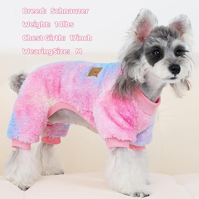 XPUDAC Dog Sweater, Dog Winter Clothes for Small Medium Dogs Girl Boy Fleece Doggy Pajamas for Winter Christmas, Tie-Dye02, Small