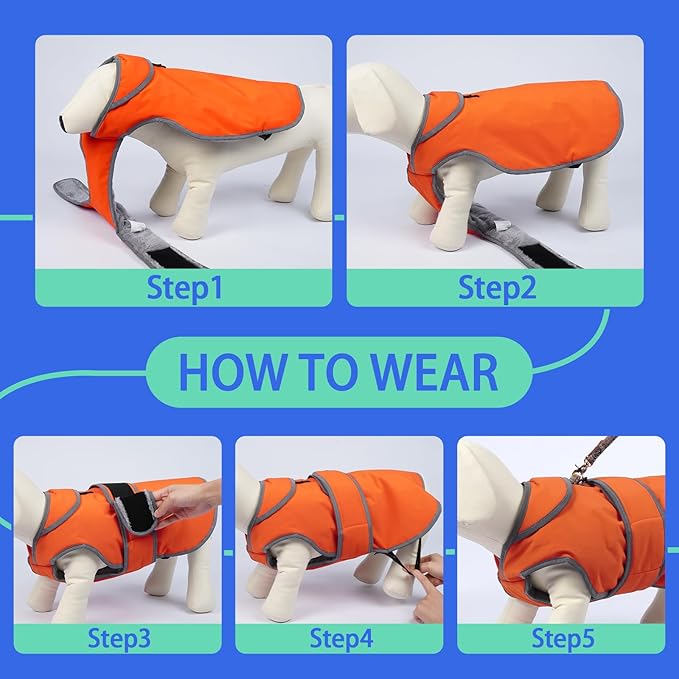 MIGOHI Warm Dog Coat Winter Dog Jacket,Waterproof Cold Weather Coats for Dogs,Fleece Jacket for Small Medium Large Dogs,Reflective Thick Fleece Vest with Leash Hole