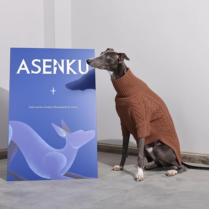 ASENKU Extra-Large Dog Sweater, Dog Sweaters for Extra Large Dogs, Pet Sweatshirt Apparel Turtleneck Pullover Winter for Doberman, Great Dane (Coffee, 3XL)
