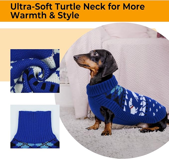 Lelepet Dachshund Sweater, Turtleneck Dog Sweaters for Small Dogs, Warm Pullover Knitted Pet Coat, Cold Weather Dachshund Clothes, Fall/Winter Cozy Outfit (XS-XL)