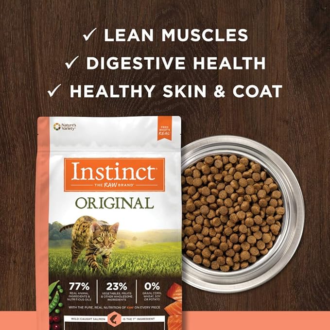 Instinct Original Dry Cat Food, Raw Coated Kibble, High Protein, Grain Free Recipe - Real Salmon, 10 lb. Bag