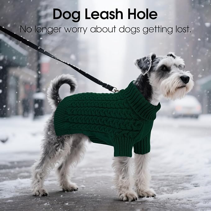 SAWMONG Dog Sweater, Dog Sweaters for Large Dogs Girls Boys, Pullover Turtleneck Knitted Doggy Sweatshirt, Cold Weather Pet Clothes（Green, 2X-Large