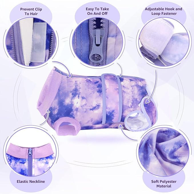 SlowTon Dog Surgery Recovery Suit - Zipper On Dog Onesies After Surgery for Female Male Dogs, Abdominal Wounds Bandages Cone/E-Collar Alternative Surgical Body Suit Anti-Licking (Purple, S)
