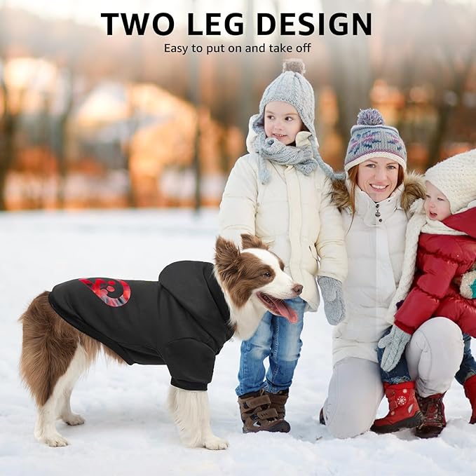 SCENEREAL Dog Hoodie with Leash Hole, Warm & Soft Fleece Dog Sweater & Sweatshirt for Small Medium Large Dogs, Pets Clothes Cold Weather Costume, Heart Print M