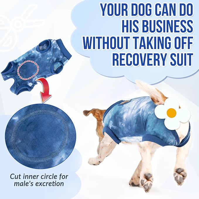 Lukovee Recovery Suit for Dogs, Onesie Surgery Recovery Suit for Female Male Dogs, Abdominal Wounds Cone E-Collar Alternative Prevent Licking Spay Recovery Suit (TBL,M)
