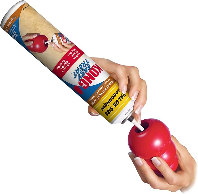 KONG Classic Toy and Easy Treat Peanut Butter Spray, 14 oz, Medium Dogs