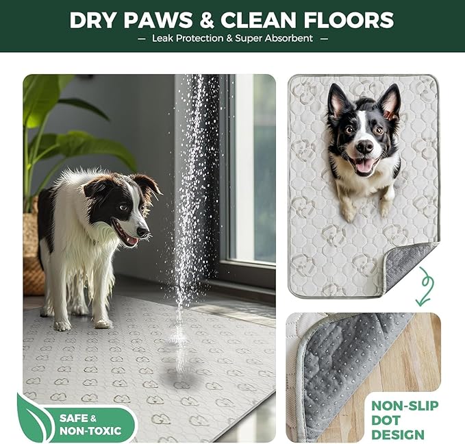 FXW Washable Pee Pads for Dogs, Leak-Proof & Non-Slip, Specifically Designed for FXW Rollick/Homeplus 32/40/45inch 6 Panels Dog Playpen, 35" Hexagon, Khaki, 2 Packs