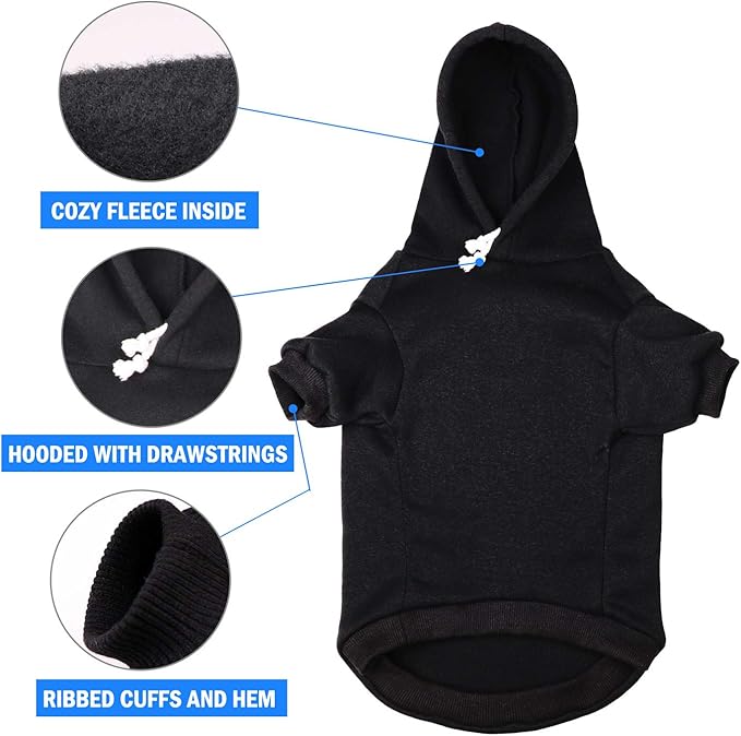 Dog Hoodie Sweater for Dogs Pet Clothes Black Buffalo Plaid Warm and Soft Breathable Cozy(XS)