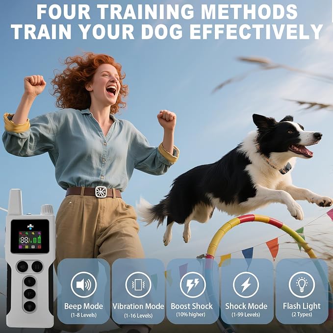 Dog Training Collar with Remote 4200FT 3 Dogs - Shock Collar for Barking Control, 4 Modes(Beep/Vibe/Static), IPX7 Waterproof for Swimming, 30-Day Rechargeable Battery, Adjustable for Small to XL Dogs