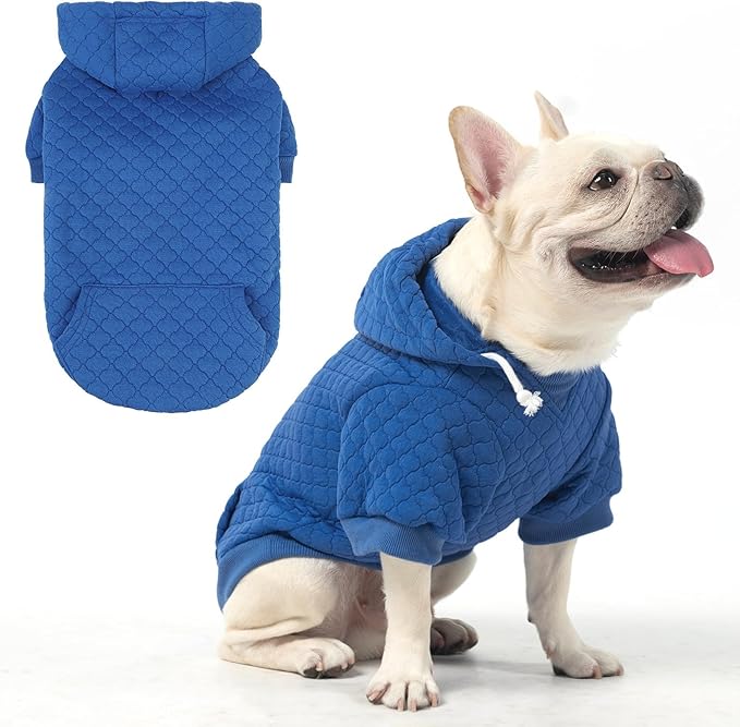 KOOLTAIL Dog Hoodie for Small Medium Large Dogs, Ultra-Warm & Soft Winter Fall Fleece Dog Hooded Sweatshirt Clothes Sweater, Lightweight Pullover Coat for Boy Girl Bulldog Pitbull Puppy Cats,Blue S-M