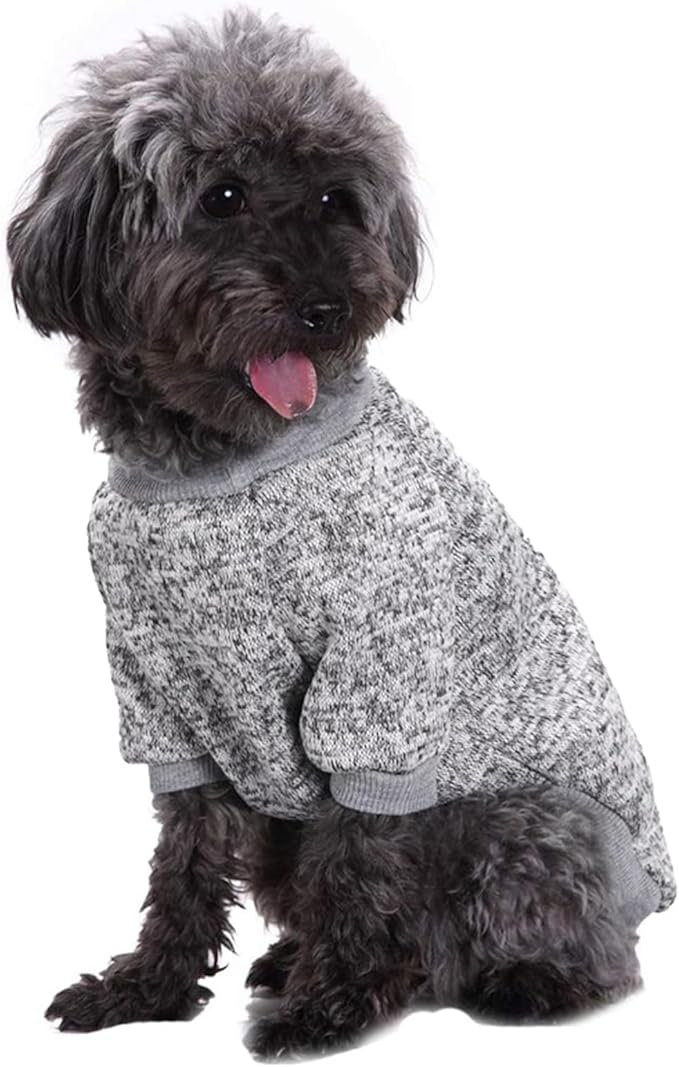 Jecikelon Dog Clothes Dogs Sweater Soft Puppies Clothing Winter Puppy Sweaters Warm Outfit for Dogs Small XXS XS Cat Apparel (Small, Grey)