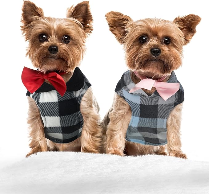 4 Pieces Winter Fabric Dog Sweater with Leash Ring Soft Fleece Vest Dog Clothes Plaid Camouflage Warm Puppy Jacket Pullover Clothes for Small Cat Puppy Chihuahua(XS)