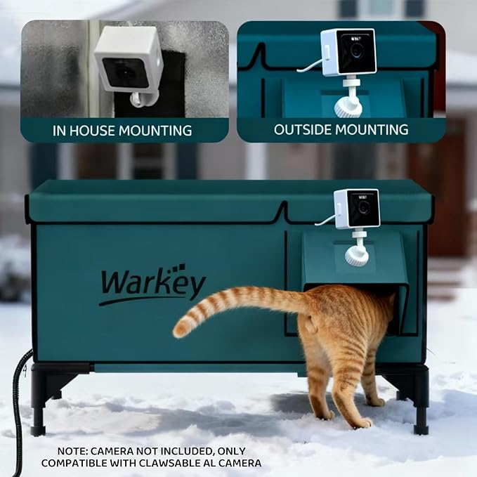 Heated Cat House for Outside Pets in Winter, Heated Outdoor Cat House Weatherproof, Insulated Cat Shelter with Heating Mat (21"*16.5"*22.5")
