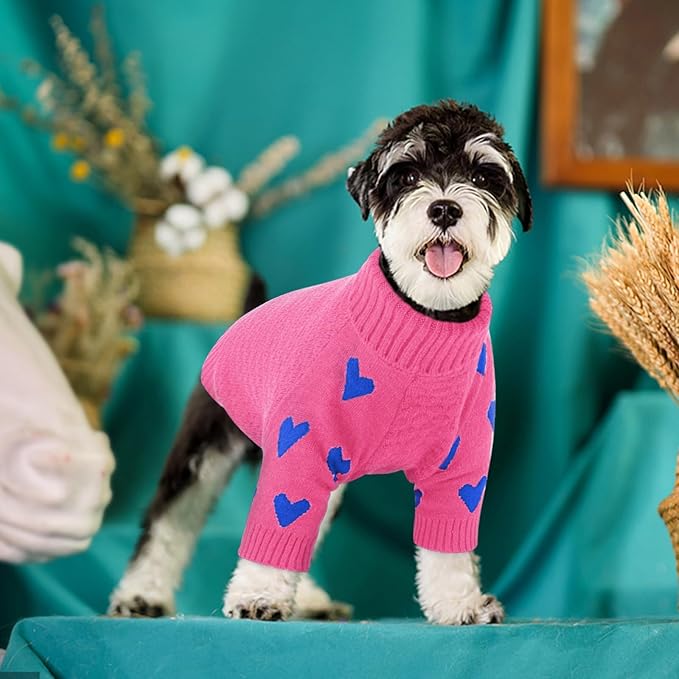 Kuoser Dog Sweater,Warm Dog Sweaters for Large Dogs,Turtleneck Thick XL Dogs Sweater Christmas Outfit,Cold Weather Pet Winter Clothes Doggie Knitwear Girls Boys for Fall Xmas,Pink XL