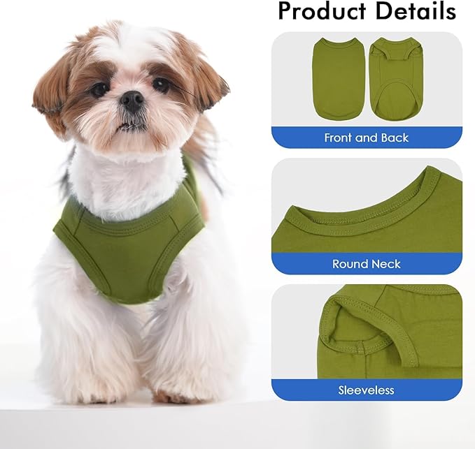 3 Pack XL Green Striped Dog T-Shirts – Lightweight Sleeveless Shirts for Medium Dogs, Breathable Summer Vest for Outdoor Insect Protection & Indoor Air Conditioning Comfort (Green,XL)