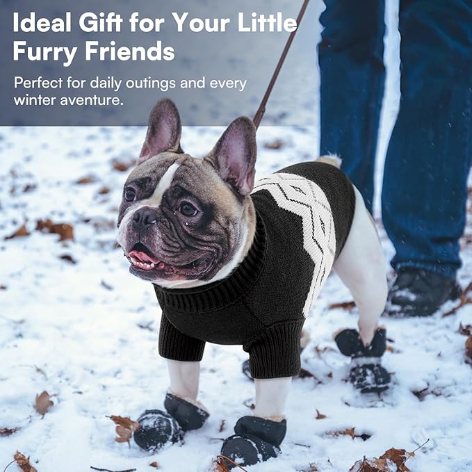 Queenmore Warm Dog Sweater, Soft Pet Knitwear, Knitted Pullover, Winter Pet Clothes for Small Medium Dogs Cats Black
