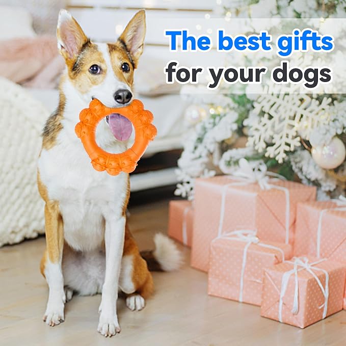 Indestructible Dog Chew Ring Toys for Aggressive Chewers, Super Chewer Toy for Medium Large Dogs, Puppy Teething Rings, Interactive Ring for Boredom,Heavy Duty Dog Teething Toys