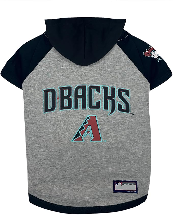 MLB Hoodie Shirt for Dogs & Cats - Arizona Diamondbacks Dog Hooded T-Shirt, Large. - MLB Team Color Hoody Vest for Baseball Fans