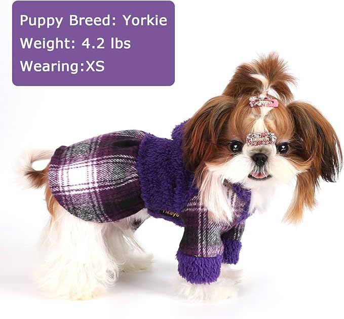 Dog Sweater Puppy Clothes for Small Dogs Boy Girl Pet Hoodies for Dogs Cold Weather Doggie Coats Fall Doggy Sweatshirt for Chihuahua Yorkie Cat Outfits (Purple, XX-Small)