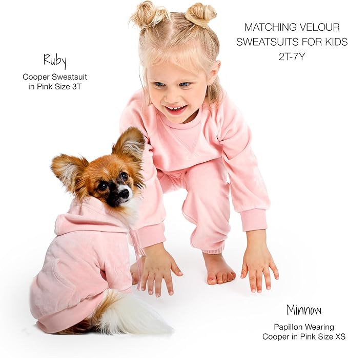 Cooper II Organic Cotton Velour Dog Hoodie Pet Coat for Small, Medium and Large Dogs, Pink, X-Large (55-80 lbs)