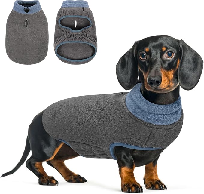 Queenmore Dog Sweater,Soft Fleece Vest Pullover Dogs Jacket with Elastic Stretchable,Warm Winter Dog Coats Cold Weather Doggy Dachshund Sweaters for Small Dogs Cats Boy or Girl (Grey, S)