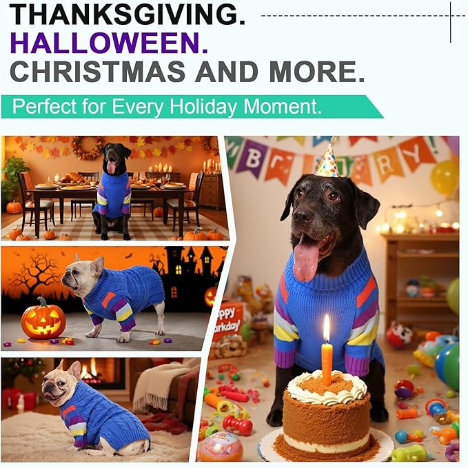 Dog Sweaters Turtleneck, Large Dog Sweater Thick Warm, Stretchy Winter Sweaters for Large Size Dogs, Warm Thick Christmas Dogs Sweater, St Bernard, Great Dane (Blue XXXXXL)