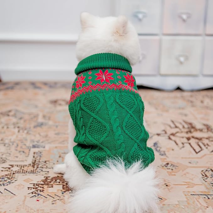 Warm Winter Dog Sweater - Cold Weather Pet Clothes for Small Medium Large Dogs Indoor Outdoor, Soft Classic Knit Puppy Apparel