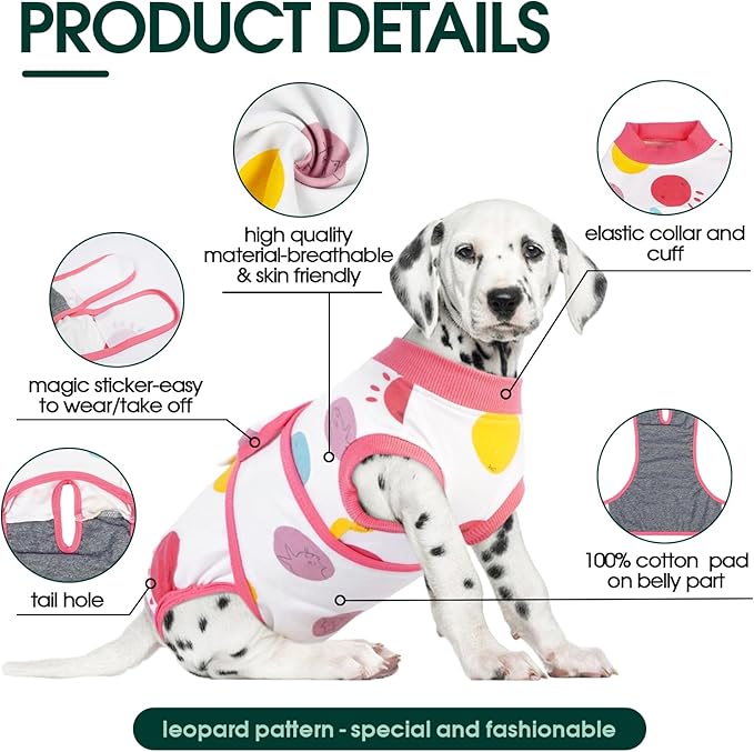 Kuoser Dog Recovery Suit for Female Male Dogs, Post-Surgery Bodysuit for Spay Neuter, Dog Onesie After Surgery, Anti-Licking Pet Surgical Recovery Suit