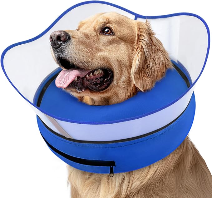 Supet Raised Inflatable Dog Cone Collar to Stop Licking, Soft Dog Cone Alternative After Surgery, Pet Neck Donut Collar for Small Medium Large Dogs