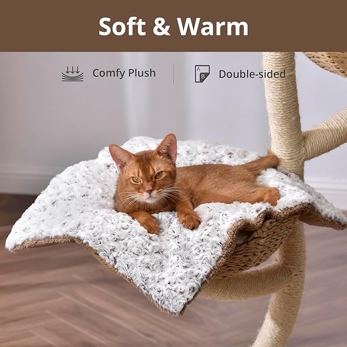 Petace Self Warming Cat Bed, 30" x 21" Self Heating Pet Pad, Double Sided Heated Dog Mat Thermal Blanket for Large Kittens Small Puppy