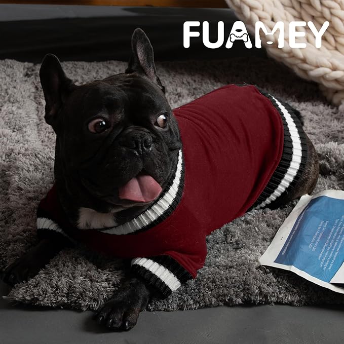 FUAMEY Dog Pullover Sweatshirt，Dog Winter Sweaters Warm Clothes Vest Thick Puppy Soft Pet Fleece Sweater Cute Doggie Boy Girl Outfit for Small Medium Dogs Wine-red XS, X-Small(chest:15.3in)