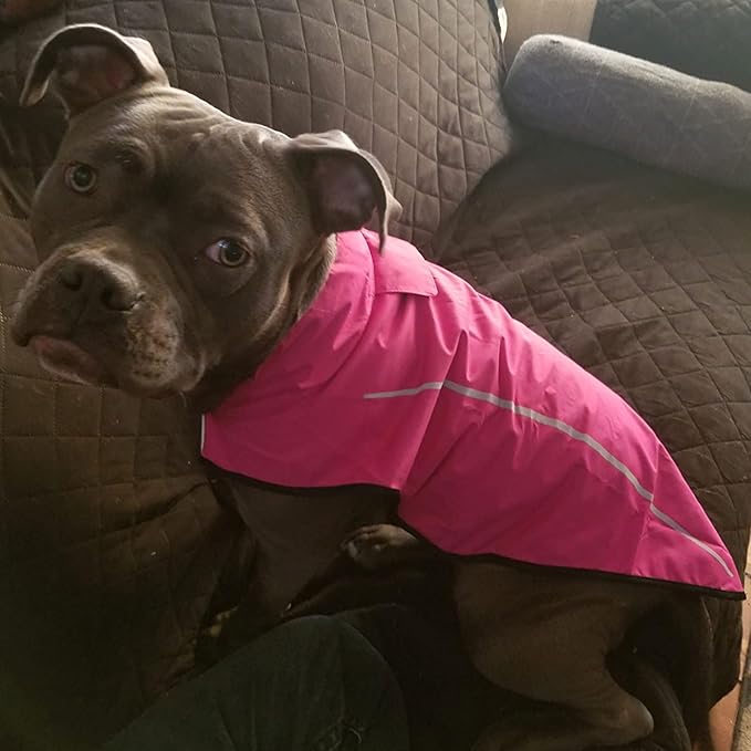 Mile High Life Dog Raincoat, Adjustable Waterproof Reflective Rain Jacket for Small Medium Large Dogs, Lightweight Breathable Pet Rain Coat with Leash Hole(Hot Pink,XXS Chest 16-19")