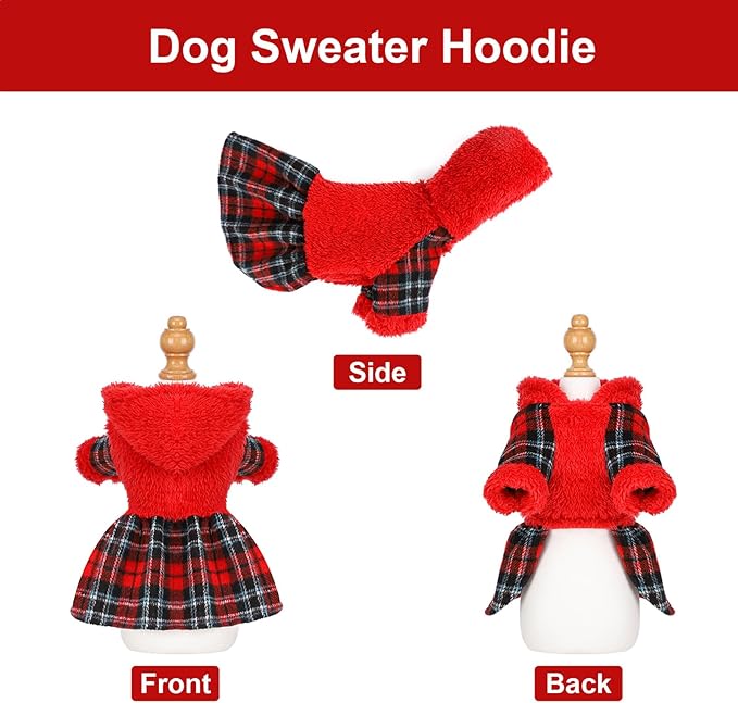 Dog Hoodie Dog Sweater Puppy Clothes for Small Dogs Boy Girl Pet Hoodies for Dogs Cold Weather Doggie Coats Fall Doggy Sweatshirt for Chihuahua Yorkie Cat Sweater Costumes, Red, M