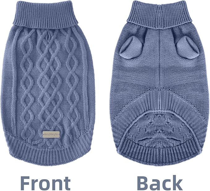 Dog Pullover Sweater, Cold Weather Cable Knitwear, Warm Clothes for Chihuahua, Bulldog, Dachshund, Pug, Yorkie, Outfits for Small Dogs (Dark Blue XS)