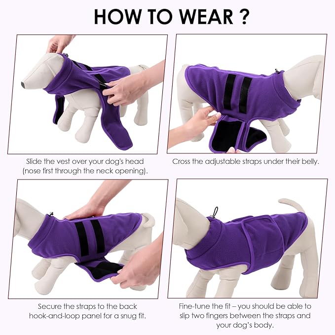 Dog Sweater,Adjustable Dog Sweaters for Small, Medium and Large Dogs Boys Girls, Dachshund Chihuahua Fleece Dogs Sweater(Purple,XL)