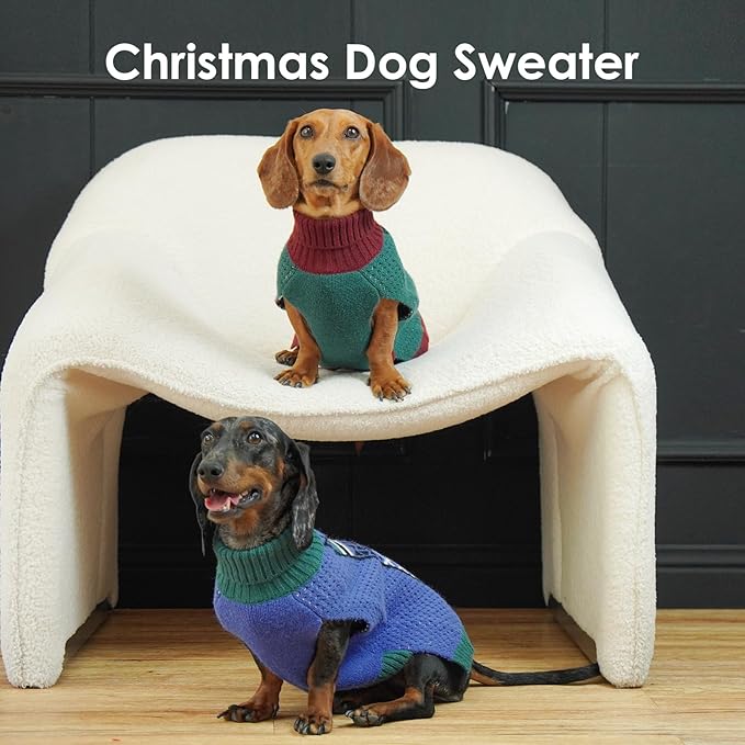 X-Large Dog Sweater, Fall Turtleneck Sleeveless Pullover with Leash Hole, Cold Weather Warm Sweaters for Dogs Indoor Sleep & Outdoor Walk, Dog Christmas Sweater Girl Boy, Green XL