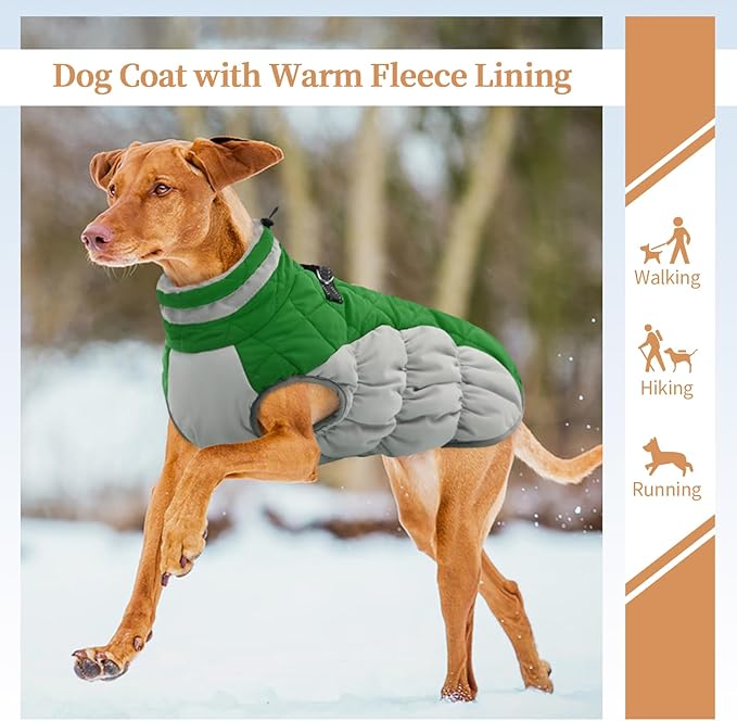Dog Winter Jacket Cozy Reflective Waterproof Windproof Warm Pet Garment,Comfortable Cold Weather Fleece Apparel Outfits with Zipper Closure for Small Medium Large Dogs Puppy Walking,X-Large
