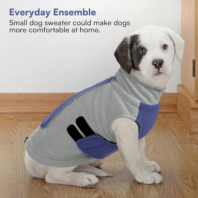 Queenmore Dog Sweaters for Medium Dogs Girl or Boy Soft Fleece Dog Sweater Pullover Vest Sweatshirt Dachshund Sweater Winter Jackets for Dogs Cats Yorkie Chihuahua Bulldog, Blue M