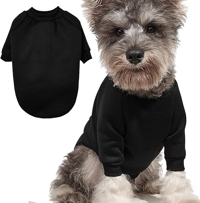Puppy Sweater for Small Dogs Clothes Warm Winter Cat Clothe Pet Sweatshirt Knitwear Doggie Kitten Clothing, Black, XX-Small
