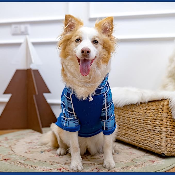 Plaid Dog Hoodie Pet Clothes Sweaters with Hat Large (Pack of 1)