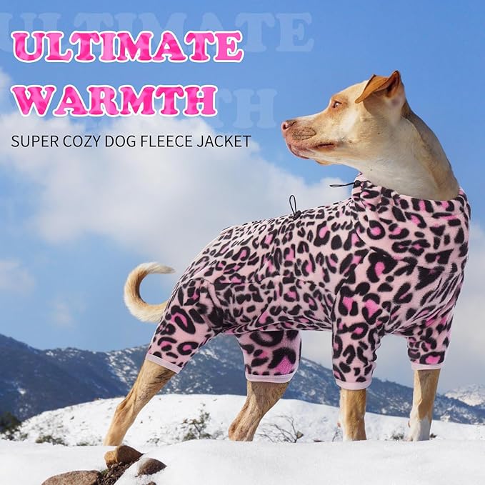 ROZKITCH Dog Winter Jumpsuit, Pet Windproof Warm Cold Weather Jacket Vest with Luminous Zipper, Jumpsuit Apparel Outfit Clothes for Large Giant Dog L-Pink 4XL